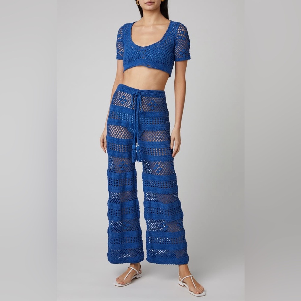 Akoia Swim - Blue Crochet Wide-Leg Pants